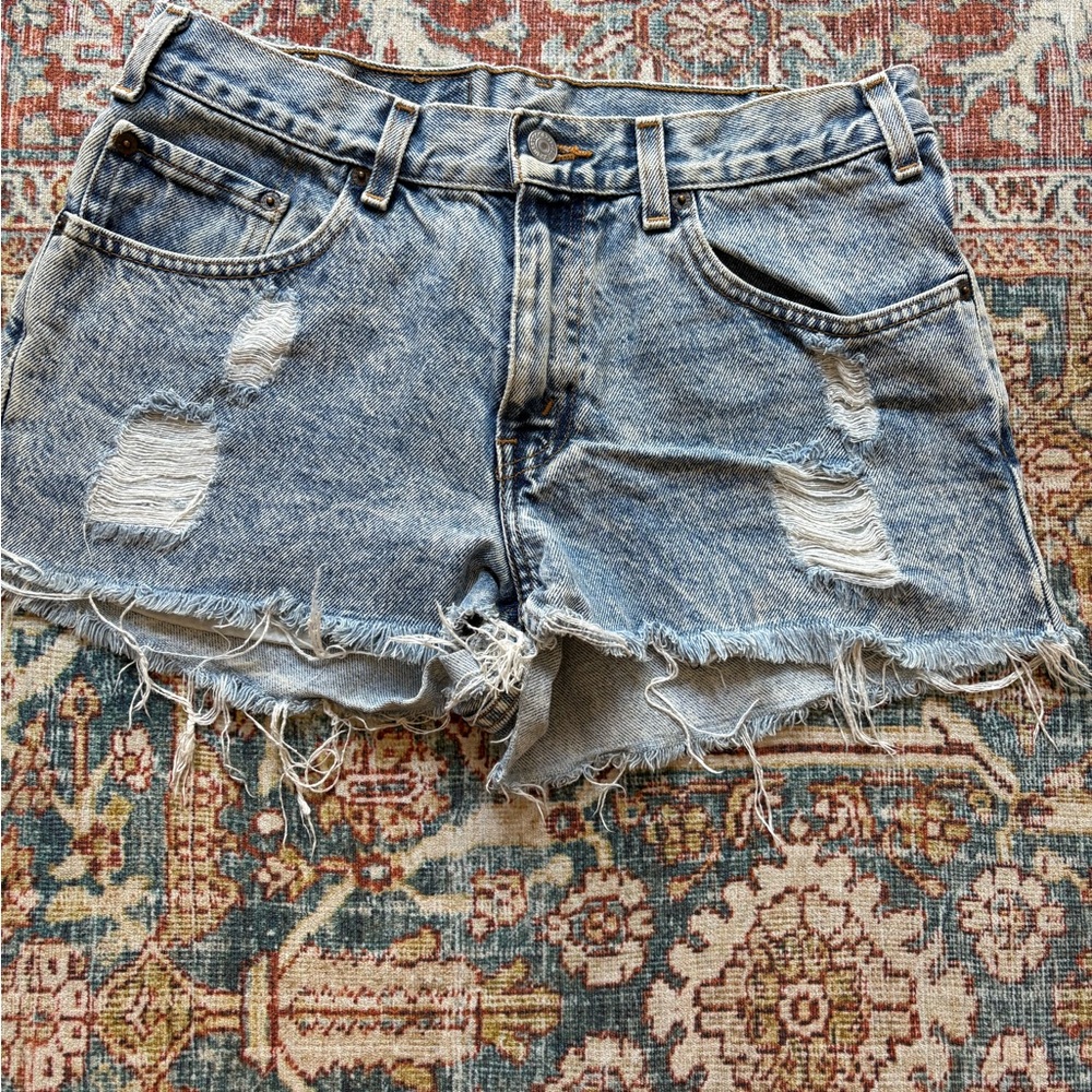 Levi's Blue Distressed Jean Shorts
